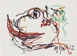 Karel Appel, Senza titolo, 1962, inchiostro on paper applicata on canvas