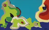 Karel Appel, Senza titolo, acrylic on paper applicata on canvas