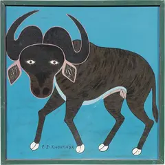 Gnu by Edward Said Tingatinga, acrylic on faesite, offered Jun 2021