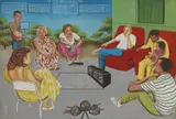 Chéri Samba, La fête dans la méditation, 2001, acrylic on canvas