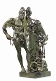 Arman, Ercole, scultura in bronze a patina verde