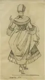 Virgilio Marchi, Lauretta n. 1 - Bozzetto di costume per «I due sergenti», 1936, charcoal on paper lucida
