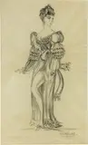 Virgilio Marchi, Maryline - Bozzetto di costume per «I due sergenti», 1936, charcoal on paper lucida