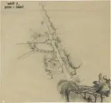 Virgilio Marchi, Giardino a Ladispoli - Scenografia per «Umberto D», 1951, pencil on paper lucida