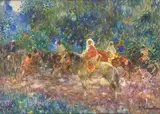 Plinio Nomellini, Paesaggio con cavalieri
