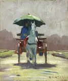 Il carrettiere by Renato Natali, oil on compensato, offered May 2021
