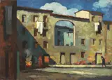 Rustico livornese by Renato Natali, oil on compensato, offered May 2021