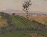 Paesaggio by Giovanni Lomi, oil on tavoletta, offered May 2021
