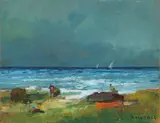 Marina by Renato Natali, oil on panel, offered May 2021