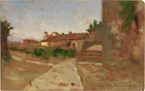 Adolfo Tommasi, Al Tombolo, oil on tavoletta