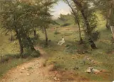 Luigi Bechi, Sosta nel bosco, 1875, oil on tavoletta