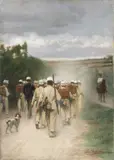Cesare Bartolena, Fanteria in marcia, oil on canvas