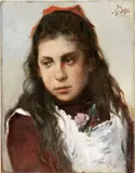 Silvestro Lega, Ritratto di giovinetta con fiocco rosso