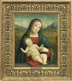 Madonna col Bambino con un cardellino in mano by Francesco Raibolini detto il Francia, oil on panel, offered May 2021