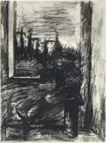 Ottone Rosai, Il gobbo alla finestra, 1935, charcoal and watercolour on paper