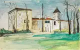 Maurice Utrillo, Maison à la campagne (Château de Saint-Bernard, Ain), watercolour on paper