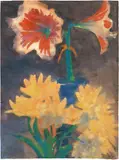 Rotweiße Amaryllis und gelbe Blüten by Emil Nolde, 1930, watercolour on paper Giappone, offered Dec 2020