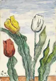 Giorgio de Chirico, I tulipani, 1973, watercolour on paper applicata on cardboard