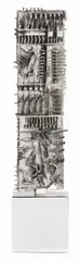 Arnaldo Pomodoro, Stele per Olivetti Finfactoring, 1983, bronze argentato on base in ottone cromato