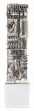 Stele per Olivetti Finfactoring by Arnaldo Pomodoro, 1983, bronze argentato on base in ottone cromato, offered Dec 2020