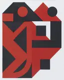 Rosso-nero by Enrico Castellani, 1999, multiplo on paper Fedrigoni accoppiata bicolore and fustellata, offered Dec 2020