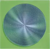 Alberto Biasi, Progetto S2, dinamica visiva in azzurro e nero su verde sfumato bianco, 1970, doppia screenprint on pvc trasparente and card