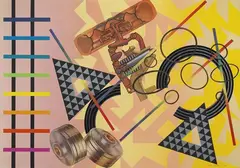 Peter Phillips, Senza titolo, 1974, screenprint and collage on canvas