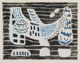 Zoran Mušič, Filets, 1957, puntasecca and etching a colori