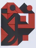 Rosso-nero by Enrico Castellani, 1999, multiplo on paper Fedrigoni accoppiata bicolore and fustellata, offered Dec 2020