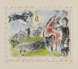 Village à l'Âne rouge by Marc Chagall, 1984, lithograph a colori, offered Dec 2020