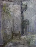 Strada by Mario Marcucci, 1946, oil on compensato, offered Dec 2020