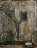 Cortile by Mario Marcucci, 1946, oil on compensato, offered Dec 2020