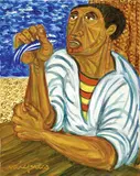 Giuseppe Migneco, Pescatore, 1986, oil on canvas