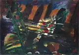 Bruno Cassinari, Volo d'uccelli sulle Dolomiti, 1962, oil on paper applicata on canvas
