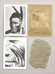 Claudio Costa, I modelli - La pelle incisa dei Maori, 1974, mixed media on panel