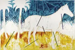 Mario Schifano, Senza titolo (Oasi con cavallo), 1979, smalti on canvas
