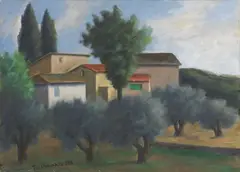 Paesaggio by Nino Tirinnanzi, 1986, oil on canvas, offered Oct 2020