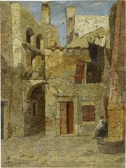 Angelo Pavan, Scorcio, oil on tavoletta