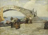 Angelo Pavan, Il ritorno dalla pesca, oil on compensato