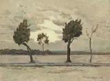 Solitudine by Gino Romiti, oil on compensato, offered Oct 2020