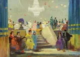 Mascherata by Renato Natali, oil on compensato, offered Oct 2020
