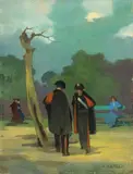 Carabinieri by Renato Natali, oil on compensato, offered Oct 2020