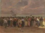 L'affondamento del vapore by Ludovico Tommasi, oil on cardboard, offered Oct 2020