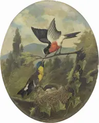 Michelangelo Meucci, Al nido, oil on cardboard
