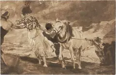 Ettore Tito, La gomena, inchiostro and biacca on paper