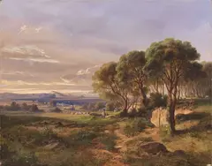 Giacinto Gigante, Paesaggio con pastore e gregge, oil on canvas