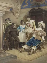 Francesco Coleman, Scena di genere, watercolour on cardboard