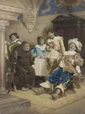 Francesco Coleman, Scena di genere, watercolour on cardboard