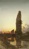 Paesaggio romano al tramonto by Herman David Salomon Corrodi, oil on canvas, offered Oct 2020