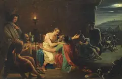 Priamo implora Achille per la restituzione delle spoglie di Ettore by Giuseppe Diotti, oil on canvas, offered Oct 2020